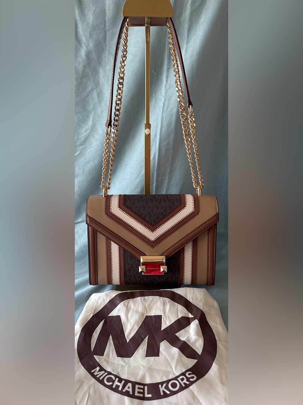 Michael Kors Color-Block and Signature Logo Crossbody/Shoulder Bag With Dust Bag